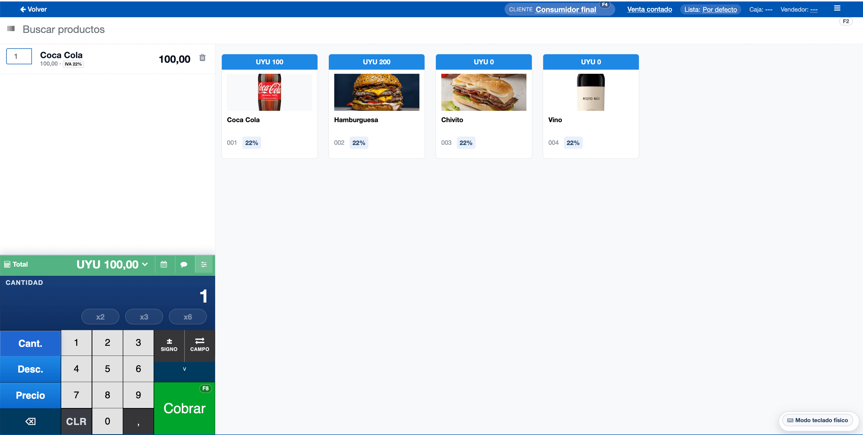 Pantalla principal de Facture