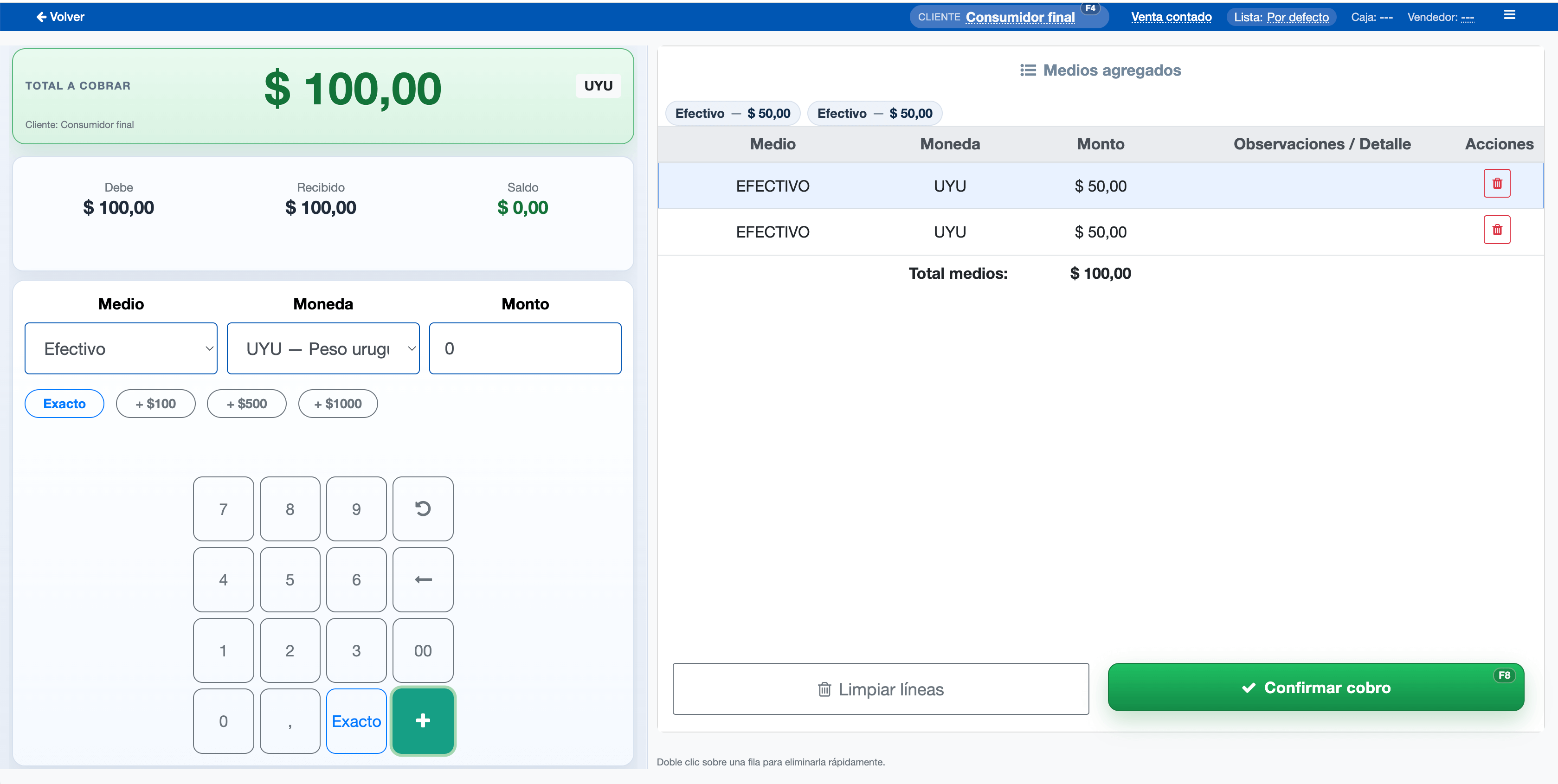 Vista de gestión y reportes
